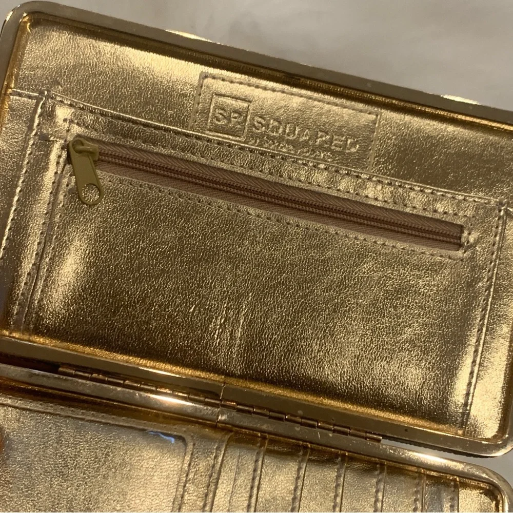 Sondra Roberts Animal Print Snakeskin Gold Interior Clutch